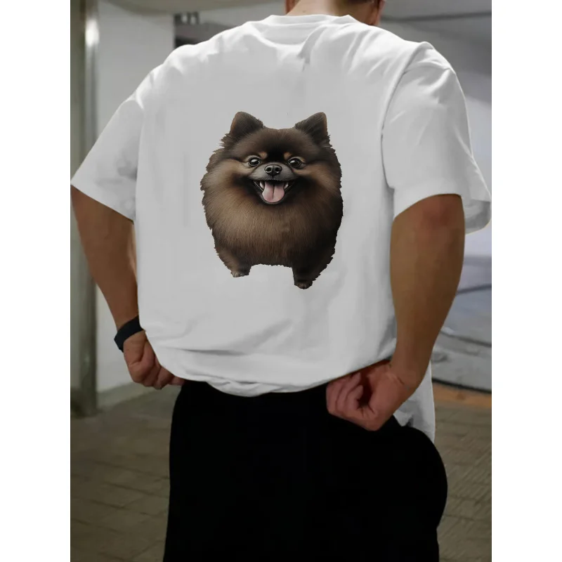 

Men's T-Shirt White Pomeranian Dog Printed Pattern High Quality Cotton 180g