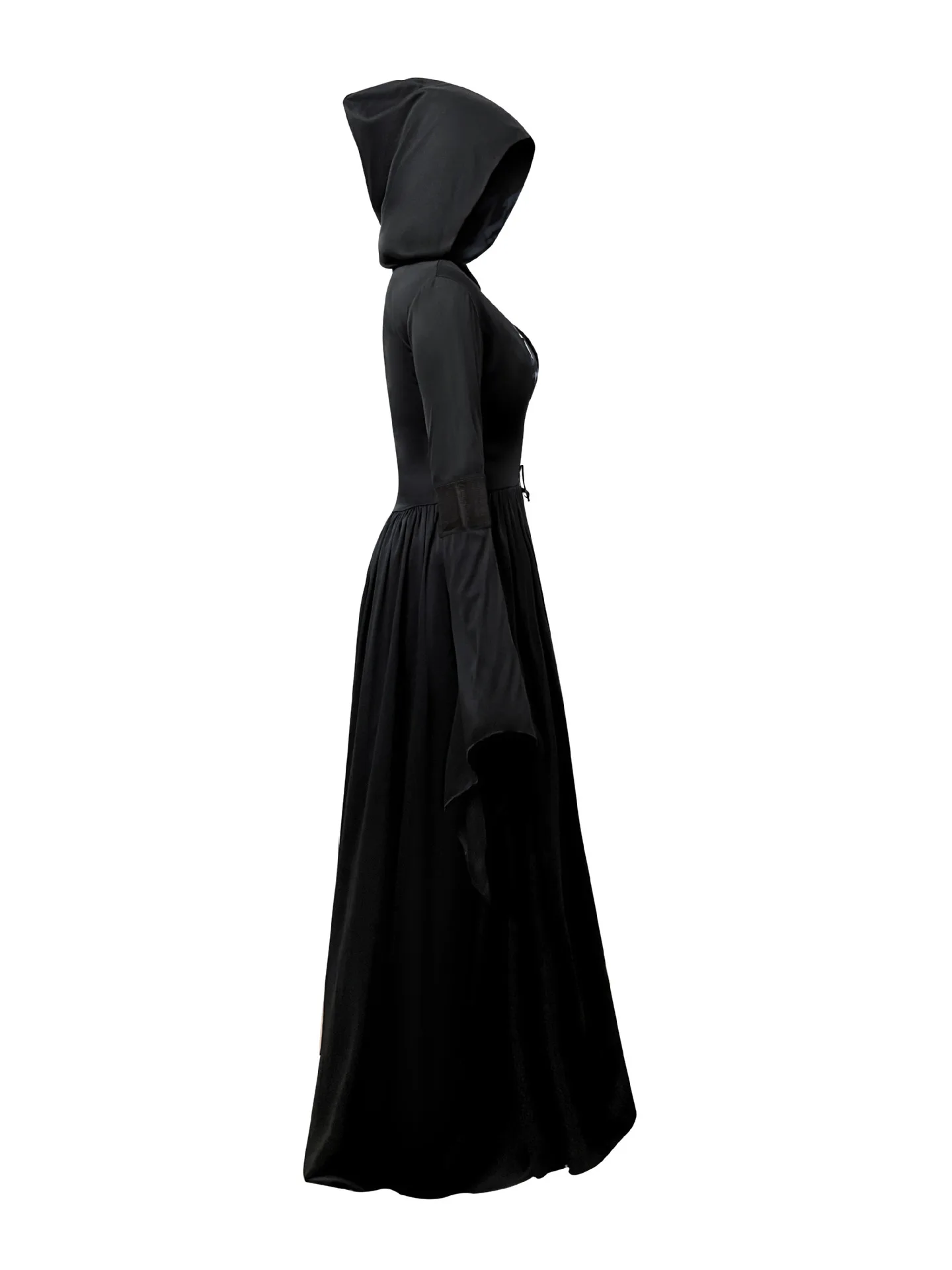 Halloween Witch Costume with Hooded Skull-Witch-Mage Cosplay Stage Performance Attire view 6