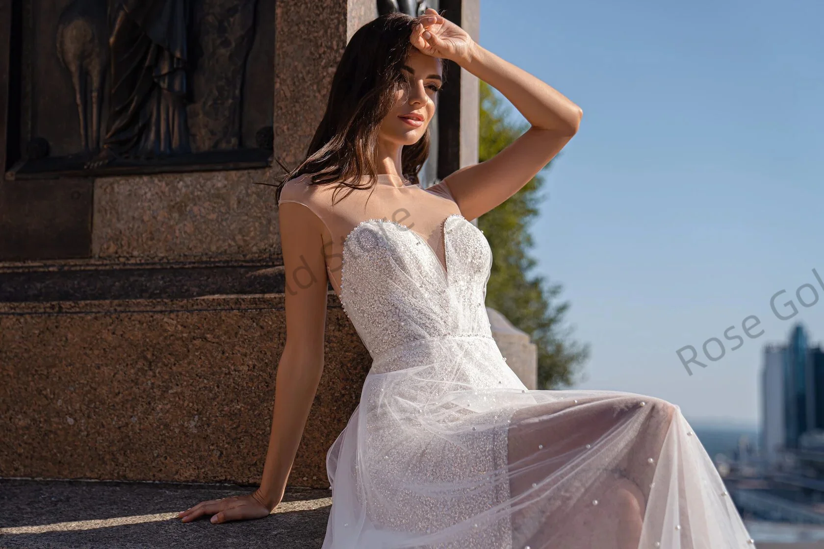 Vestidos de novia de sirena blanca para mujer, vestidos de novia con escote en forma de corazón y cuentas con abertura larga, vestidos de novia modestos sin mangas personalizados