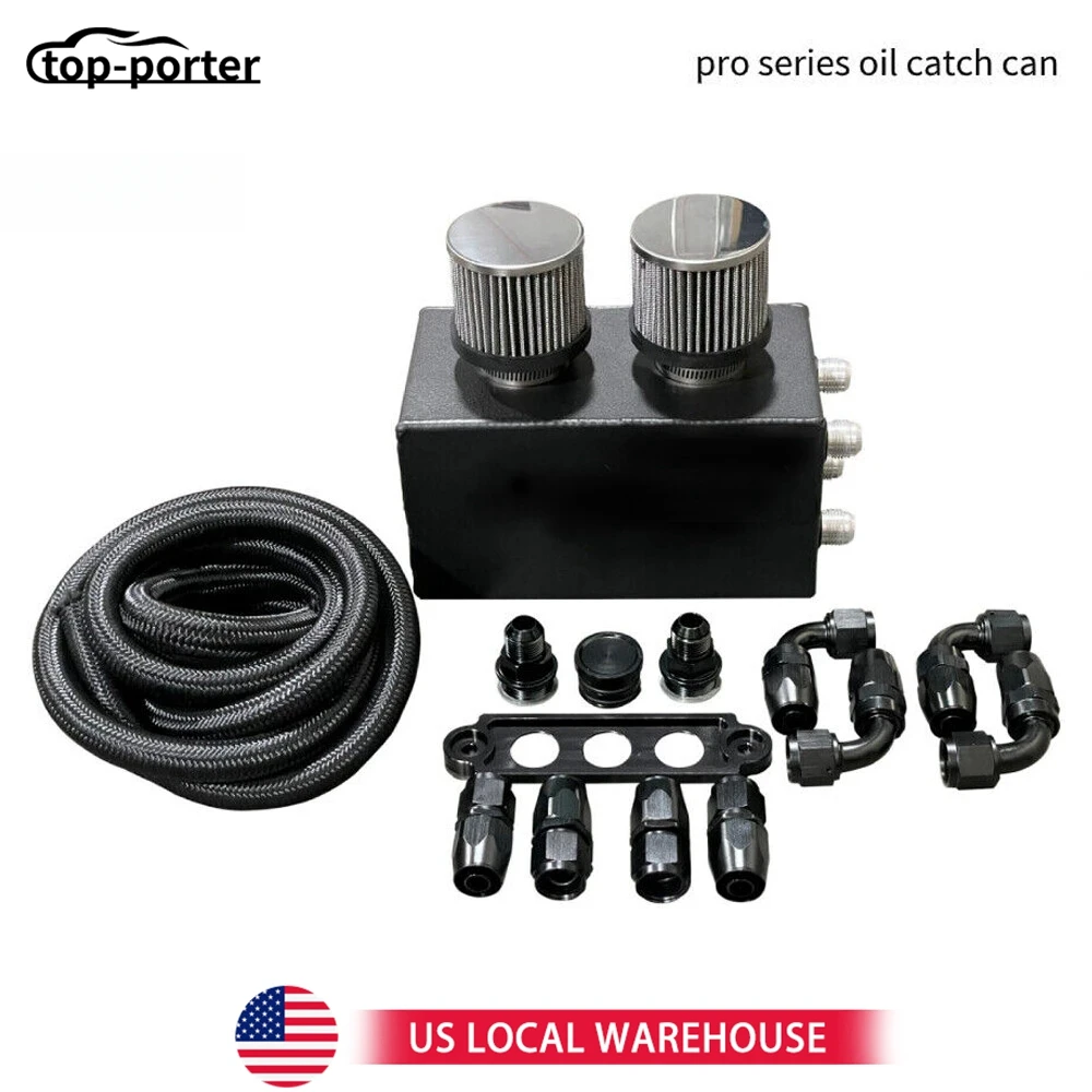 

For 1994-2001 Acura Integra OCC-1048 Pro Series Oil Catch Can For Honda Civic Acura Integra 4 Port -10AN with Hoses
