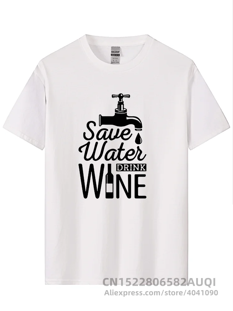 Save Water Drink Wine Printed T Shirt Men Casual Short Sleeve T-shirts Summer New Style Hipster Funny Cotton Tops Tees