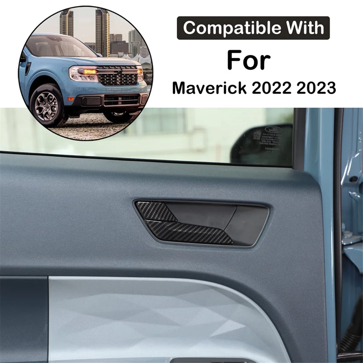 مقبض باب السيارة الداخلي ، تشذيب لإطار فورد مافريك ، أو ، غطاء مقبض الباب الخلفي الأمامي ، إكسسوارات من ألياف الكربون ABS