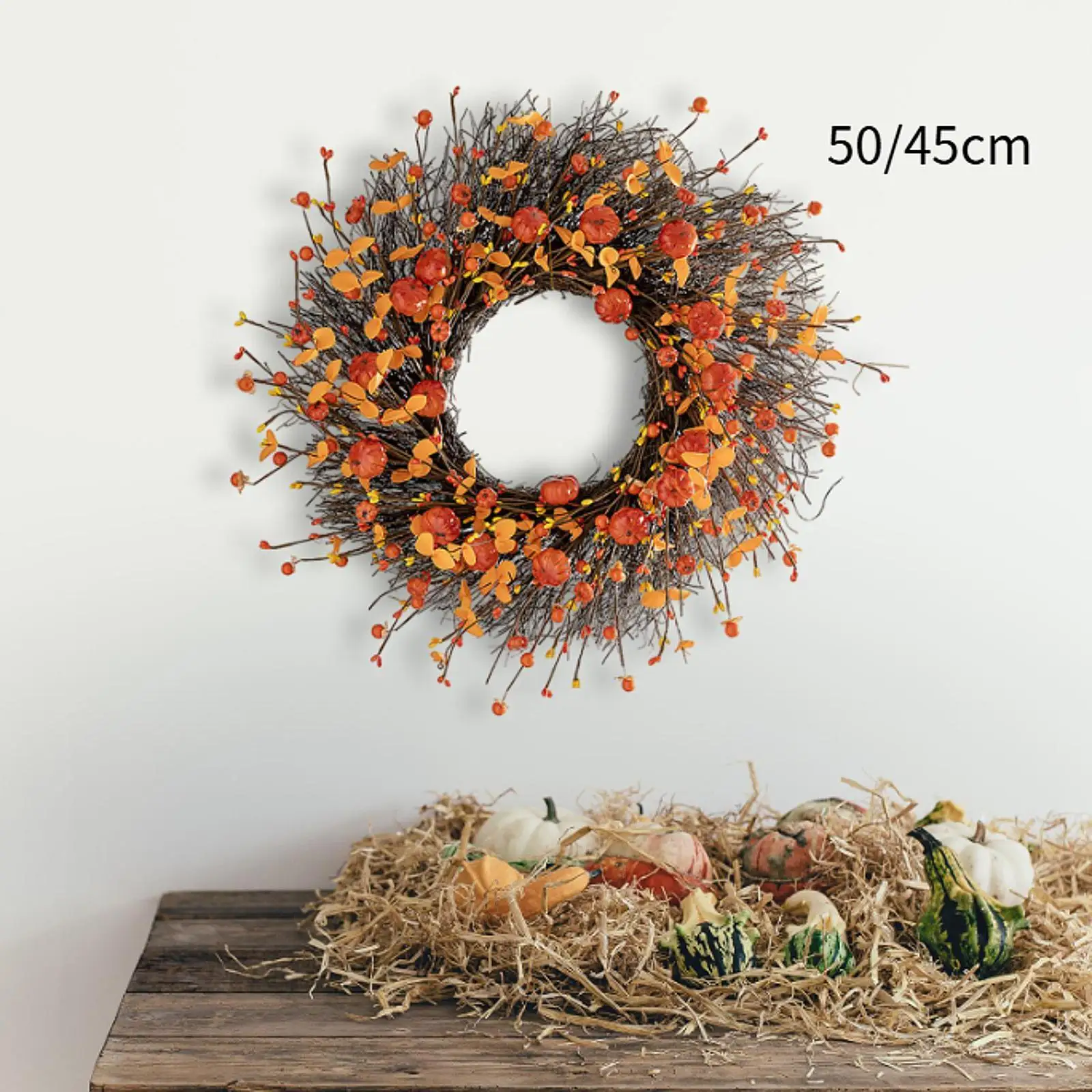 Harvest Wreath Autumn Harvest Festival Wreath Artificial Fall Season Wreath Autumn Thanksgiving Wreath for Farmhouse Wedding