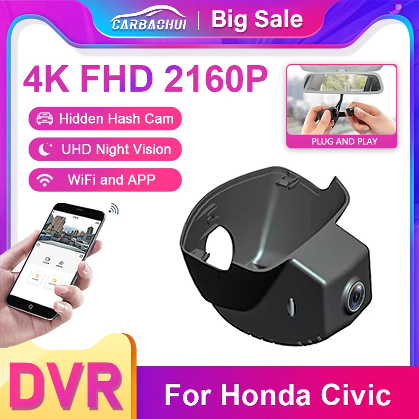 Car DVR for Honda Civic 11th Gen 2023 2022 Sedan & Hatchback & Si Sedan,Plug And Play 4K Dash Camera for Acura Integra 2023 2024