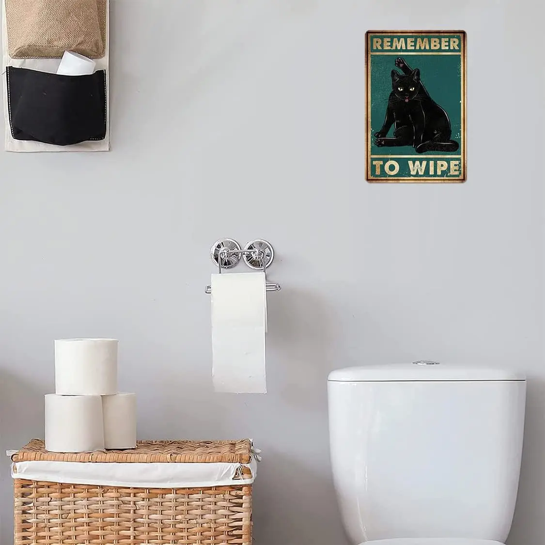 Bestylez Remember to Wipe Funny Black Poster Vintage Bathroom Sign Decor, Aluminum, 12