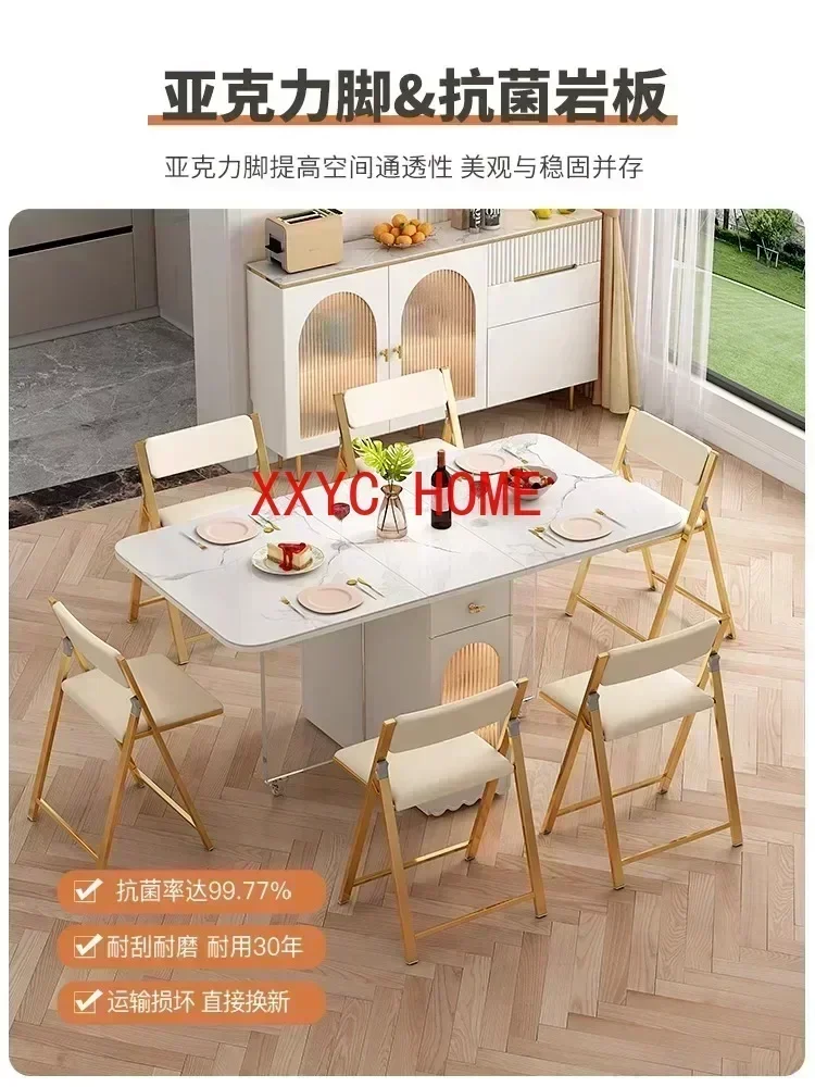 طاولات وكراسي طعام قابلة للطي باللون الأبيض الكريمي قابلة للإزالة، مجموعة فاخرة خفيفة