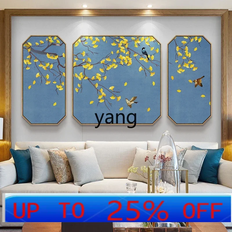 

LH new Chinese style living room wall decoration painting sofa background wall flower and bird mural