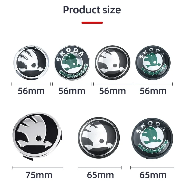 4pcs 56mm 65mm 75mm 5JA601151A 1J0601171 3B7601171 Car Wheel Center Hub Cover Badge Emblem For Skoda Fabia Superb Rapid Yeti