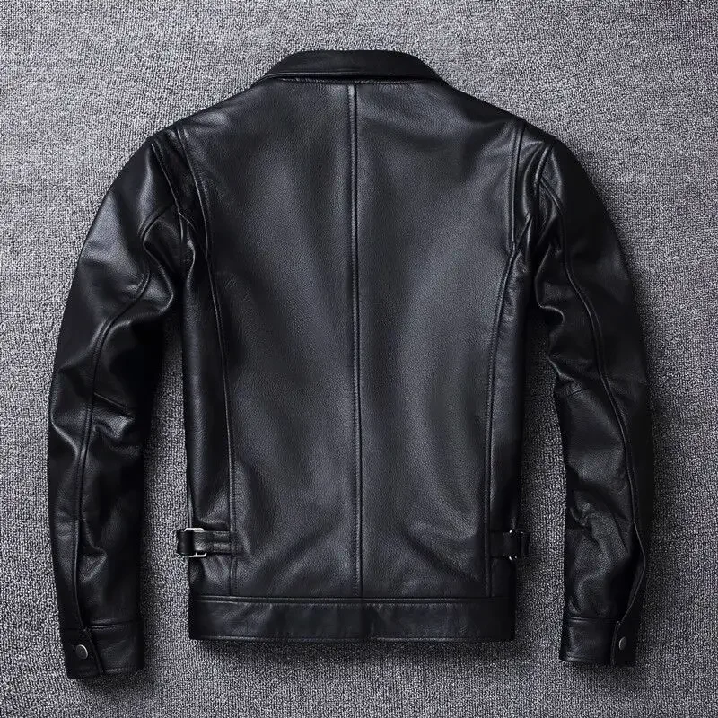 Men's Leather Jacket Natural Men's Genuine Cowhide Jacket Spring and Autumn Casual Black Men's Clothing Asian size S-6XL