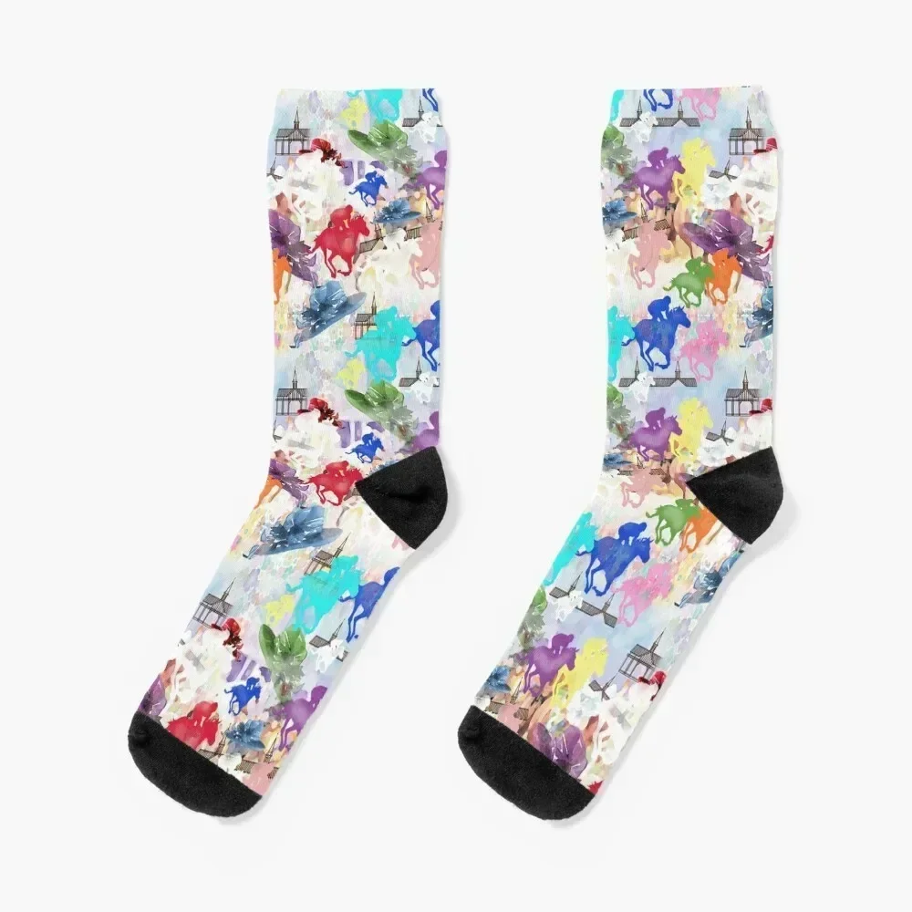 

Off to the Horse Races Socks kawaii bright garter Run designer brand Women Socks Men's