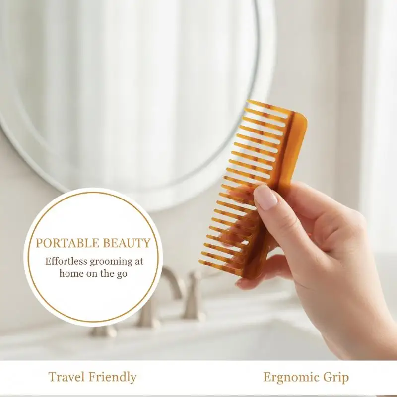 1 Stück antistatische Reise-Massage-Haarbürste mit breiten Zähnen, Acetat-Haarkämme, Salon-Styling, Friseur, bunter Friseurkamm – Detail 4