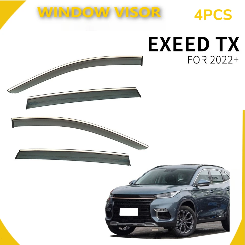 4PCS Chrome Window Visor For EXEED TX 2022+