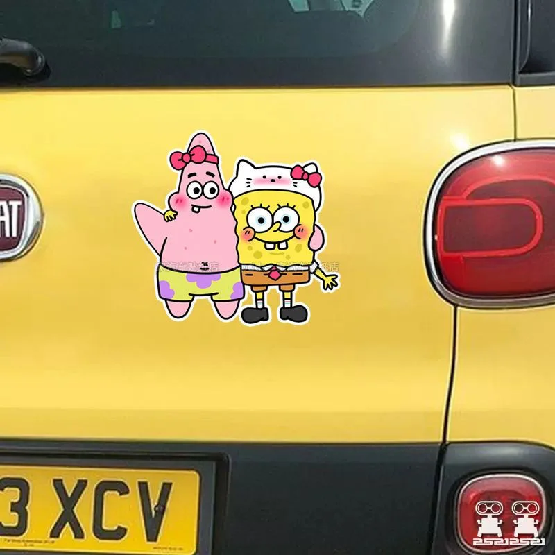 Cute SpongeBob SquarePants Patrick Star Car and Motorcycle Scratch Covering Decorative Waterproof Cartoon Stickers Wholesale