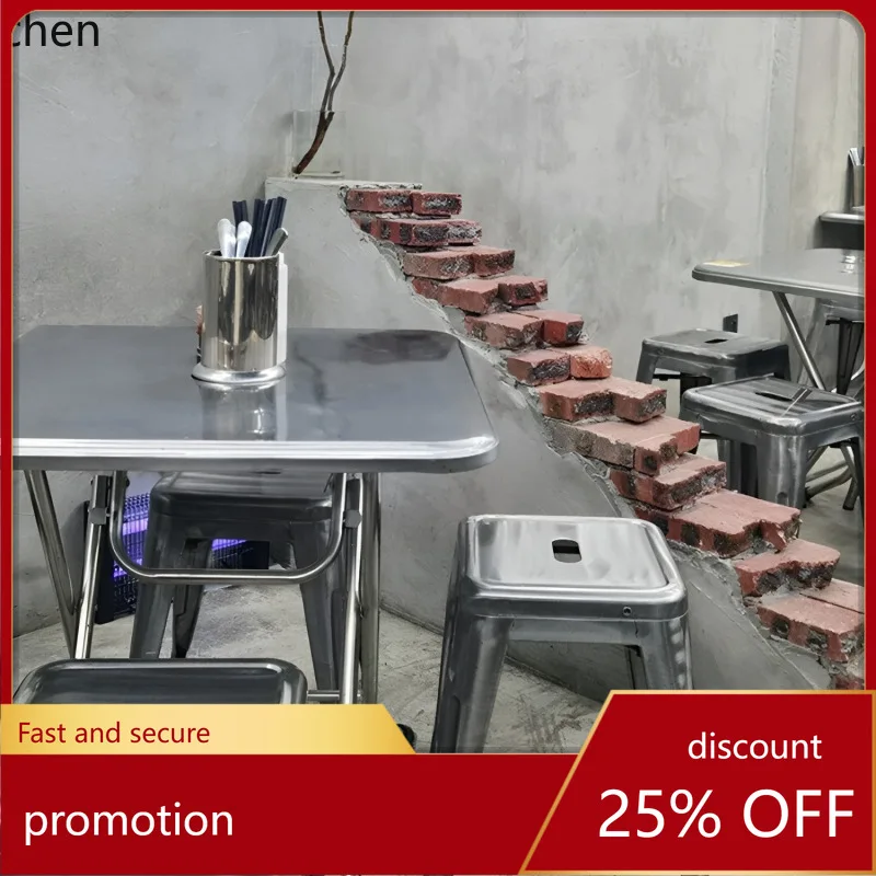 

LXC Stainless Steel Table and Chair Set for Dining, Snacks, BBQ, Outdoor Use, Foldable Round Table