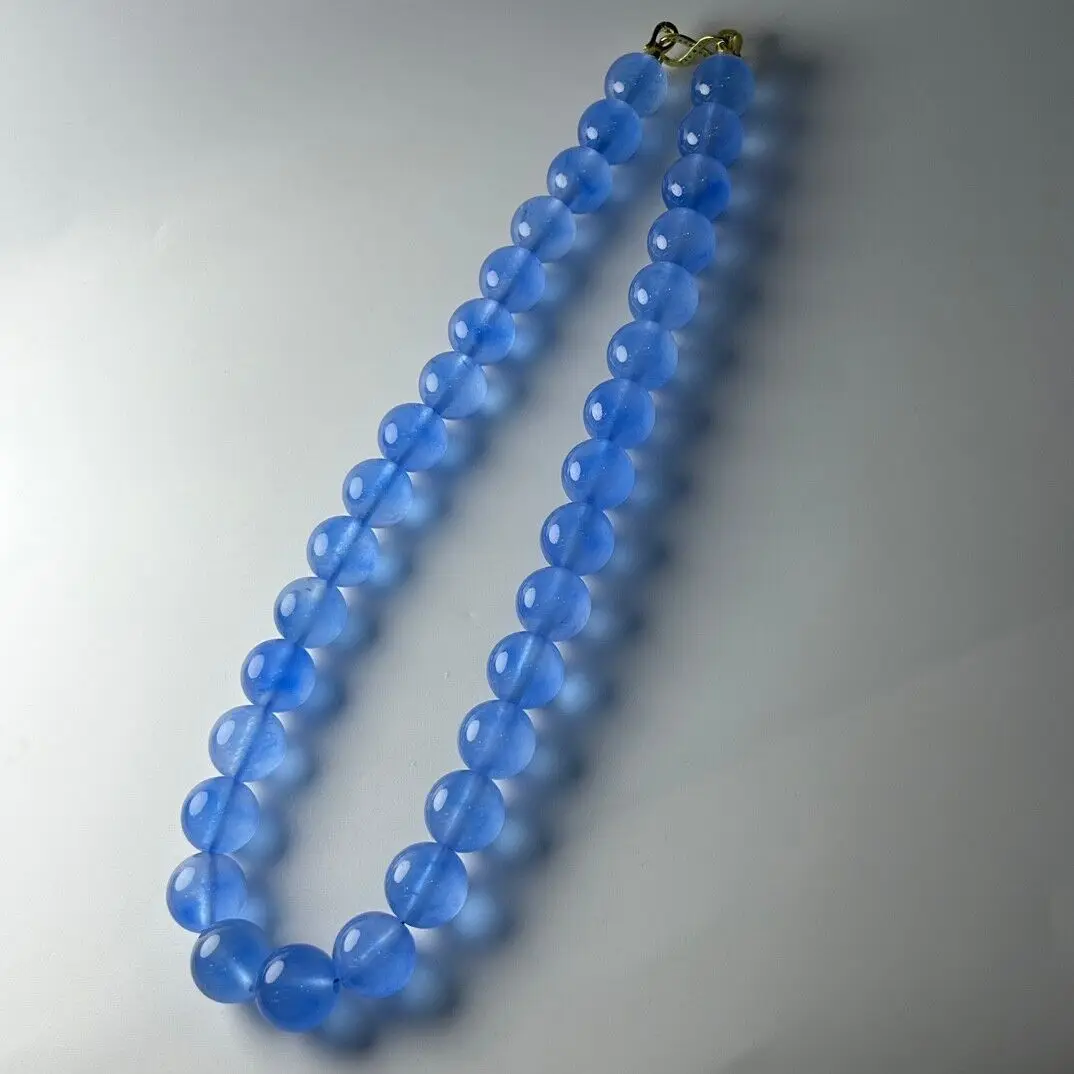 17mm Certified Natural Perfect High Ice blue Myanmar Jade Jadeite Necklaces