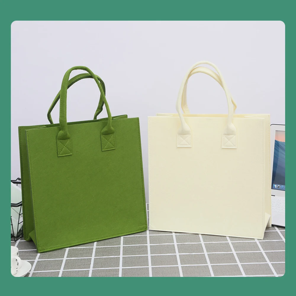 New Large Women Capacity Felt Tote Bag Casual Reusable Shopping Bag Portable Eco-friendly Tote Bag Unisex Student Handbag