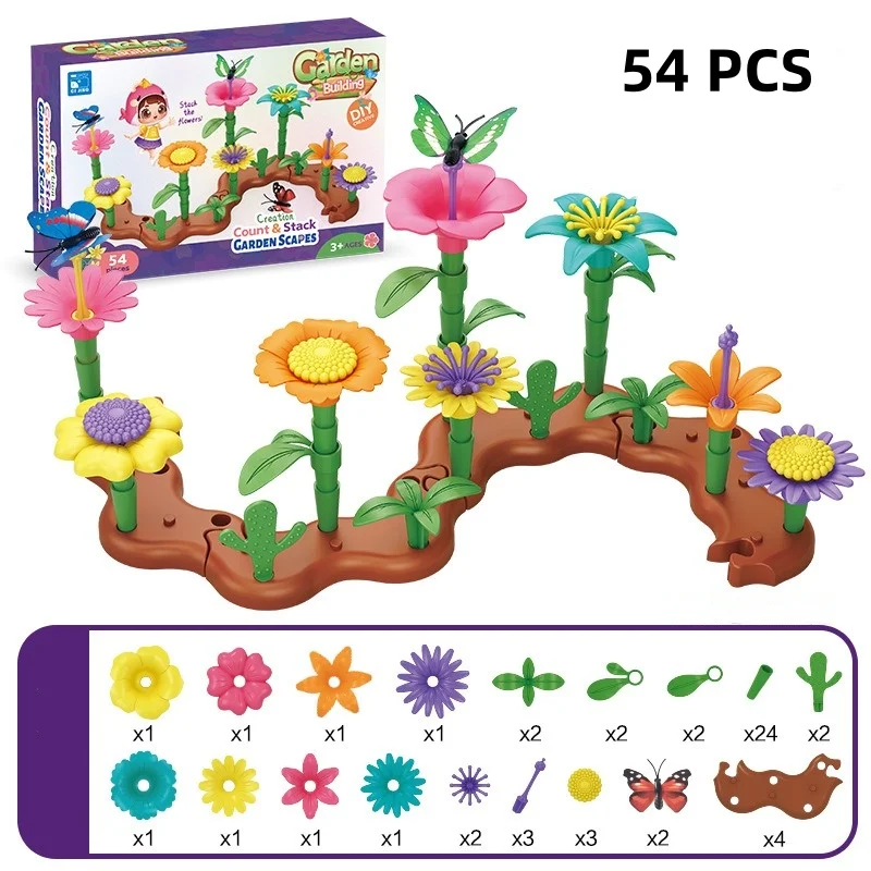 Flower Garden Architecture Set Building Blocks Toys DIY Construction  Plant Creative Educational Stacking Games Toys for Childre