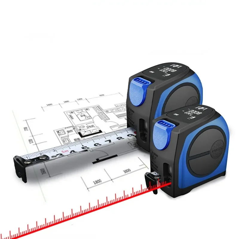 2 in 1 Digital Laser Portable Rangefinder and Laser Tape Measure with LCD Display Digital Laser Tape self-locking