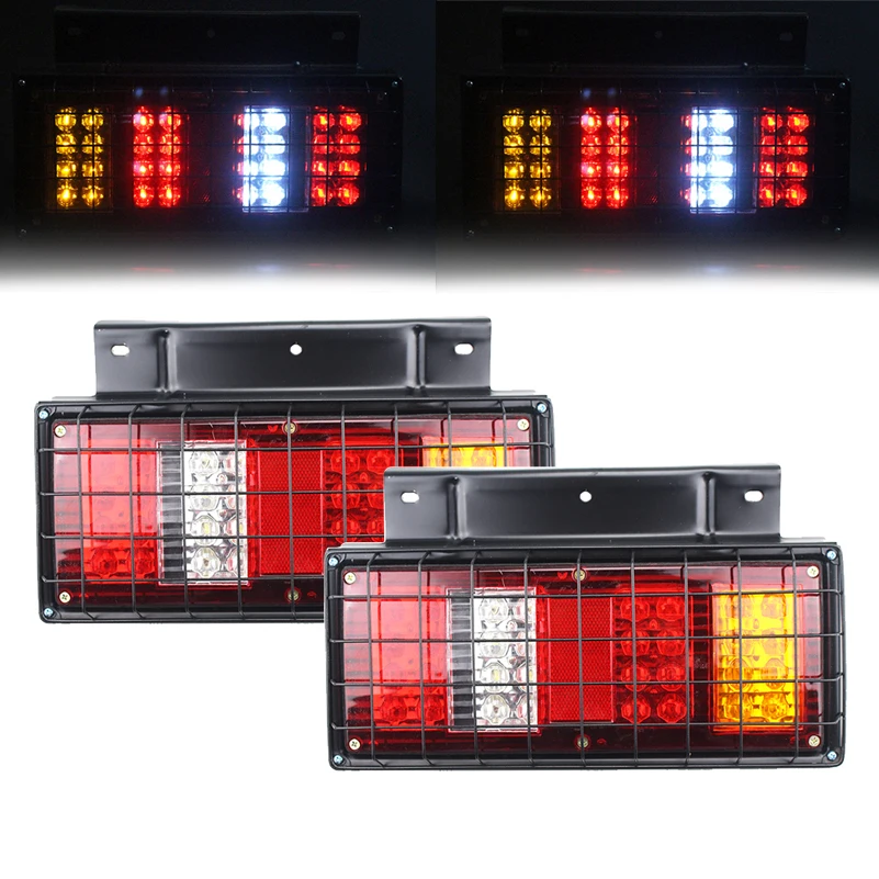 2 luces Led impermeables para remolque, luz trasera de parada LED con protección de red de hierro para camión ISUZU Elf NPR NKR NHR 1984-up.
