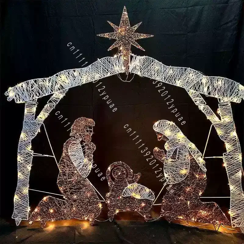 Christmas Manger Scene Decoration, Holiday Display Ornament, Venue Decor for Supermarket & Event Layout