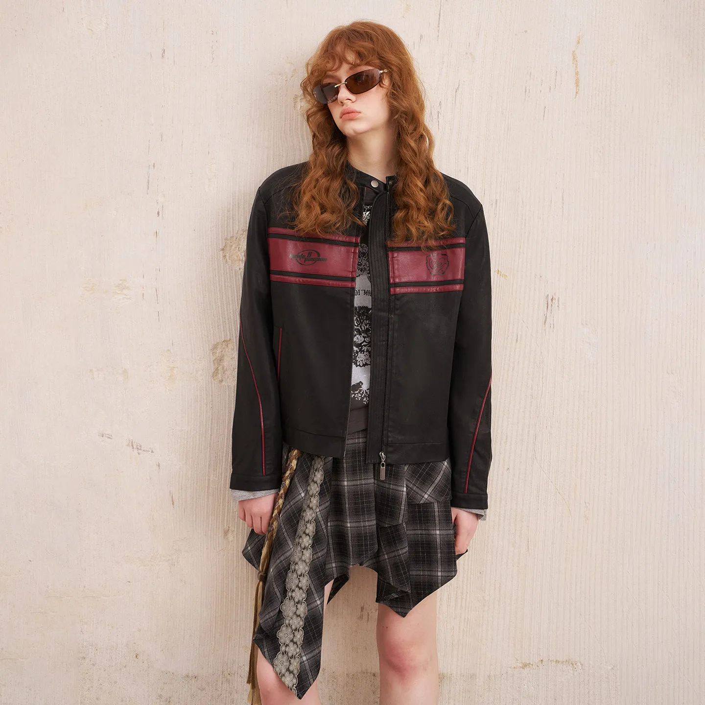 

Костюм DIDDI MODA из искусственной кожи: свободный крой, с узором, длинный рукав, на молнии, зимняя коллекция, женская мода