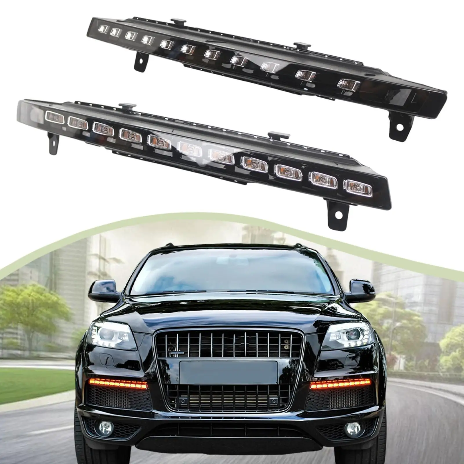 

Профессиональная светодиодная фара дневного ходового огня (ДХО) в сборе, черная пластиковая, левая сторона, для Audi Q7 S-line 2010-2015