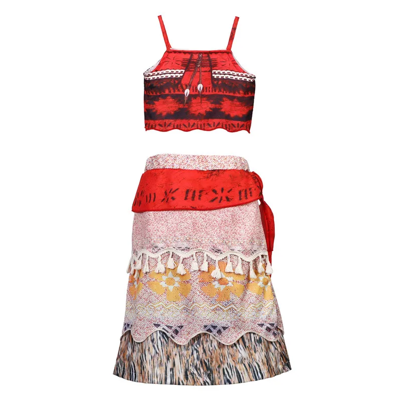 ชุดโมอาน่าสำหรับเด็กผู้หญิง ชุดคอสเพลย์พร้อมสร้อยคอเลอีดอกไม้ กิ๊บติดผม และกระโปรงหญ้า ชุดเจ้าหญิง ของขวัญวันเกิด