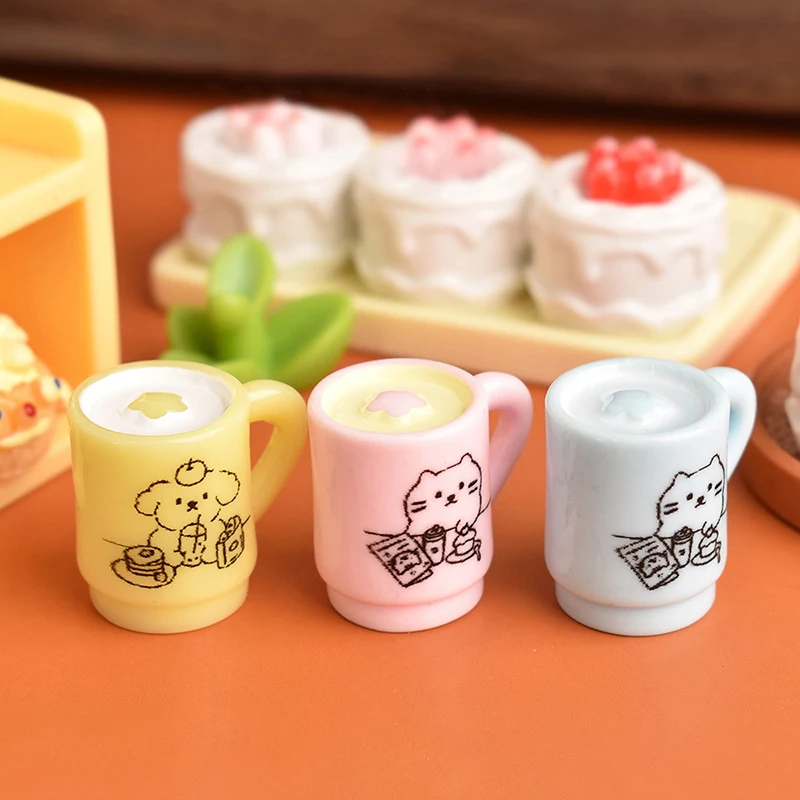 

4pcs Cartoon Puppy Coffee Cups Miniatures Doll Food Props Accessories Micro Landscape DIY Craft Decoration