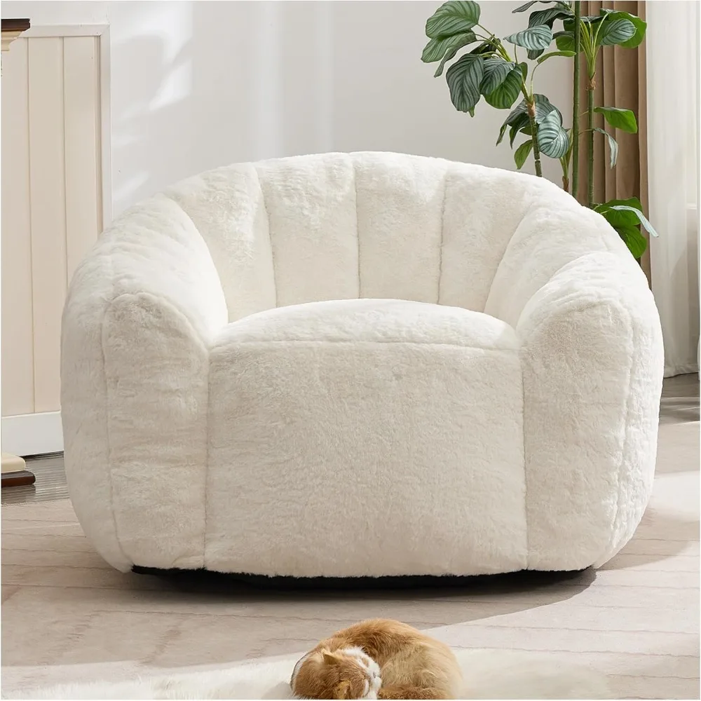 Oversized Adult Bean Bag Chair - 4ft Large Faux Fur Beanbag with Filler Included