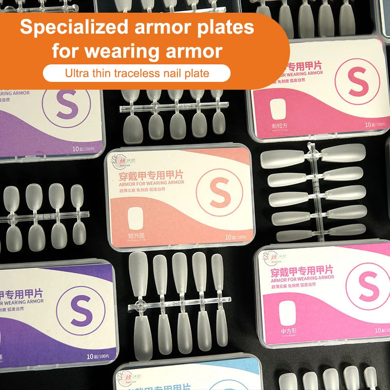 100 pz Premere sulle punte delle unghie Copertura completa Ultra-sottile Unghie finte Toppe e toppe Sistema di estensione delle unghie in gel Trasparente Unghie finte Accessori artistici