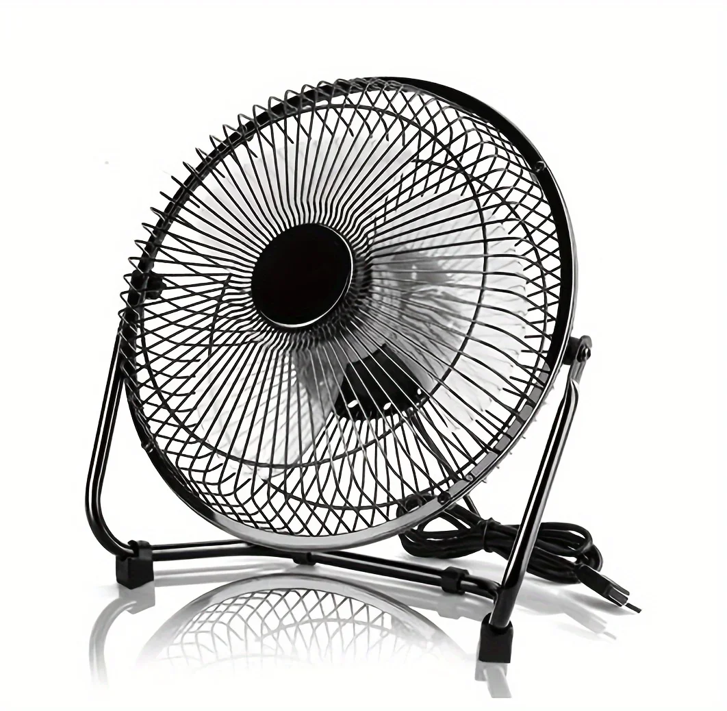 Ventilador de escritorio eléctrico USB portátil de escritorio de 4/6/8 "con 2 velocidades ajustables, 4 aspas para un fuerte flujo de aire y 360 ° Ángulo ajustable
