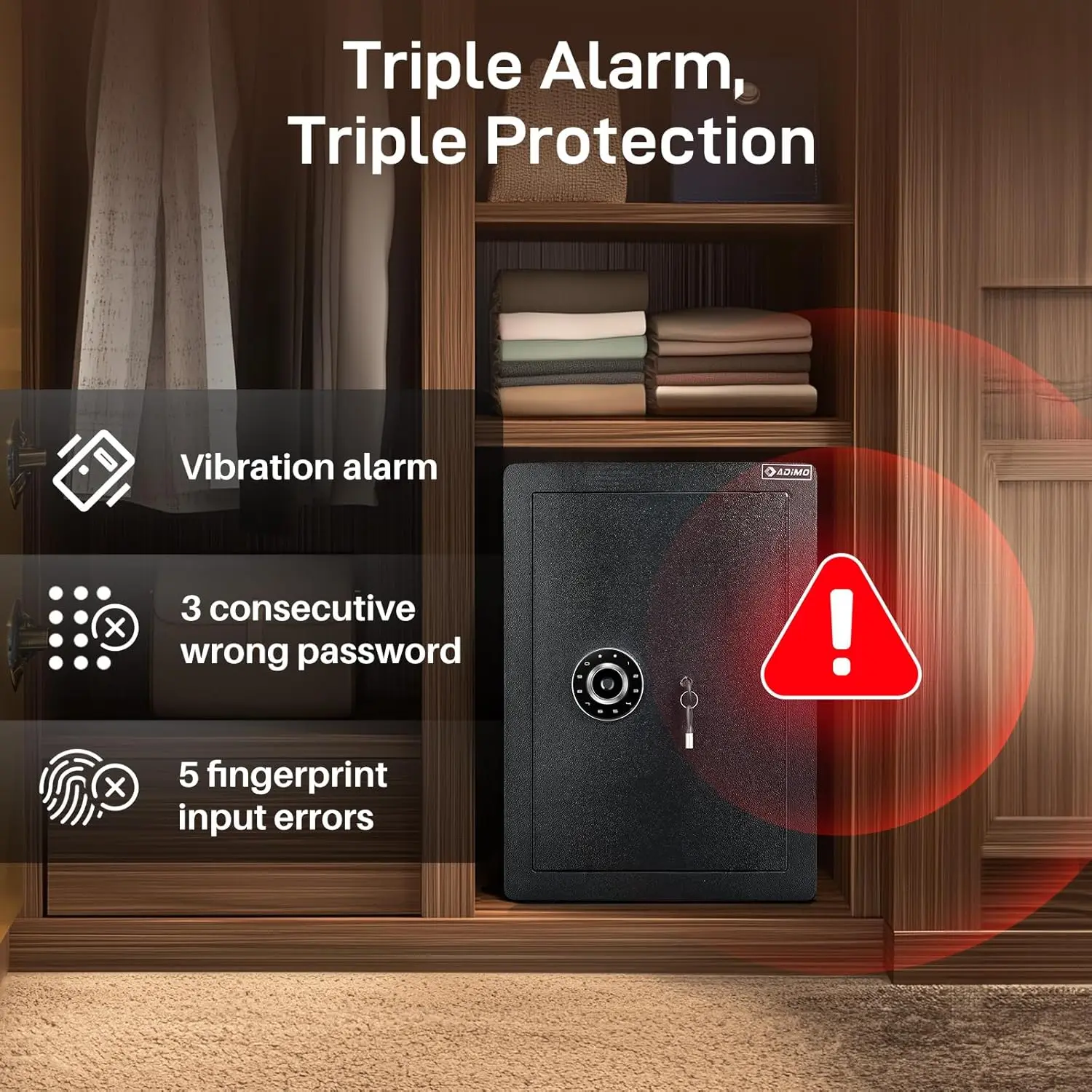 Biometric Fireproof Safe 2.8 Cuft, Large Heavy-Duty Security Safe Box with Fingerprint & Password Access, Alarm System, Removabl