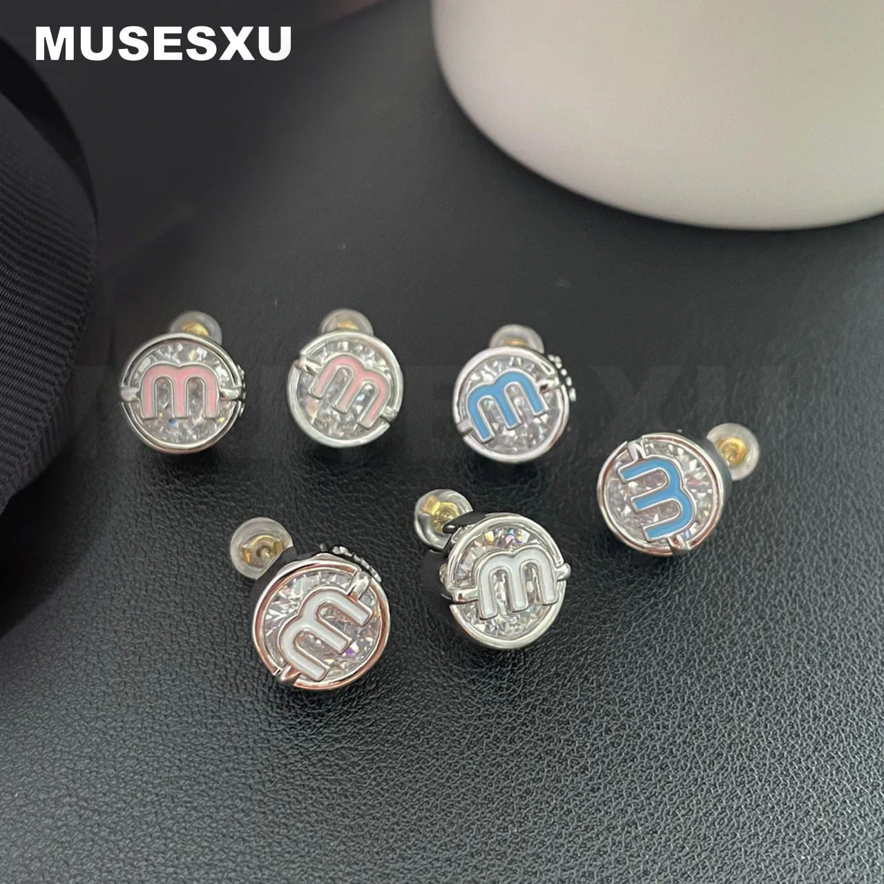 

Jewelry & Accessories Classic Brand Oil Dropping Colorful Letter Round Crystal Earrings For Women's & Men's Parties And Gifts