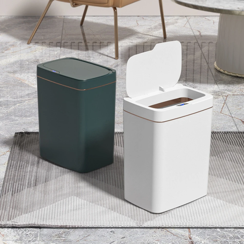 15/18L Automatic Trash Bin Waterproof Electric Garbage Bin Quiet Auto Motion Sensor Rubbish Can Rechargeable for Bathroom Toilet