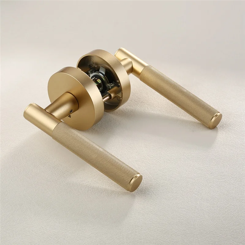 

ABAC-Privacy Door Handle Knurled Handle Lever Bedroom Bathroom Passage Door Lock Reversible Keyless