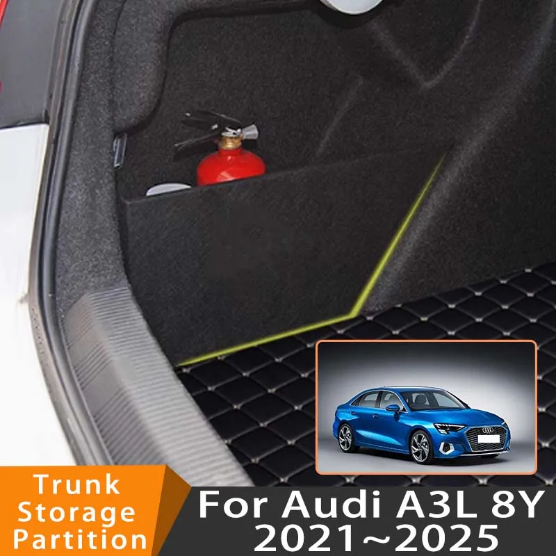 Auto Accessories For Audi A3L 8Y 2021~2025 2022 2023 Car Upgrade Organizer Trunk Side Partition Trunk Interior Storage Box Parts