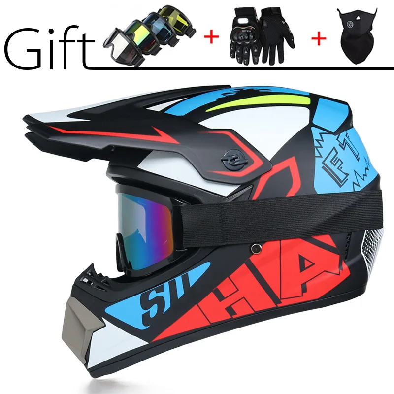 Cross-Border Foreign Trade RappellingDHoff-RoadAMMountain Bike Full Face Helmet Riding HelmetMXFull Face Helmet off-RoadDOTAuthe