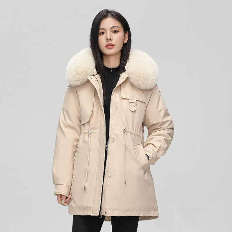 

Parkas Autumn Womens Fall Cold-Proof Quilted Streetwears Adjustable Leisure Sport Cute Slim-Fitting Practical Lady Cargo Baggy