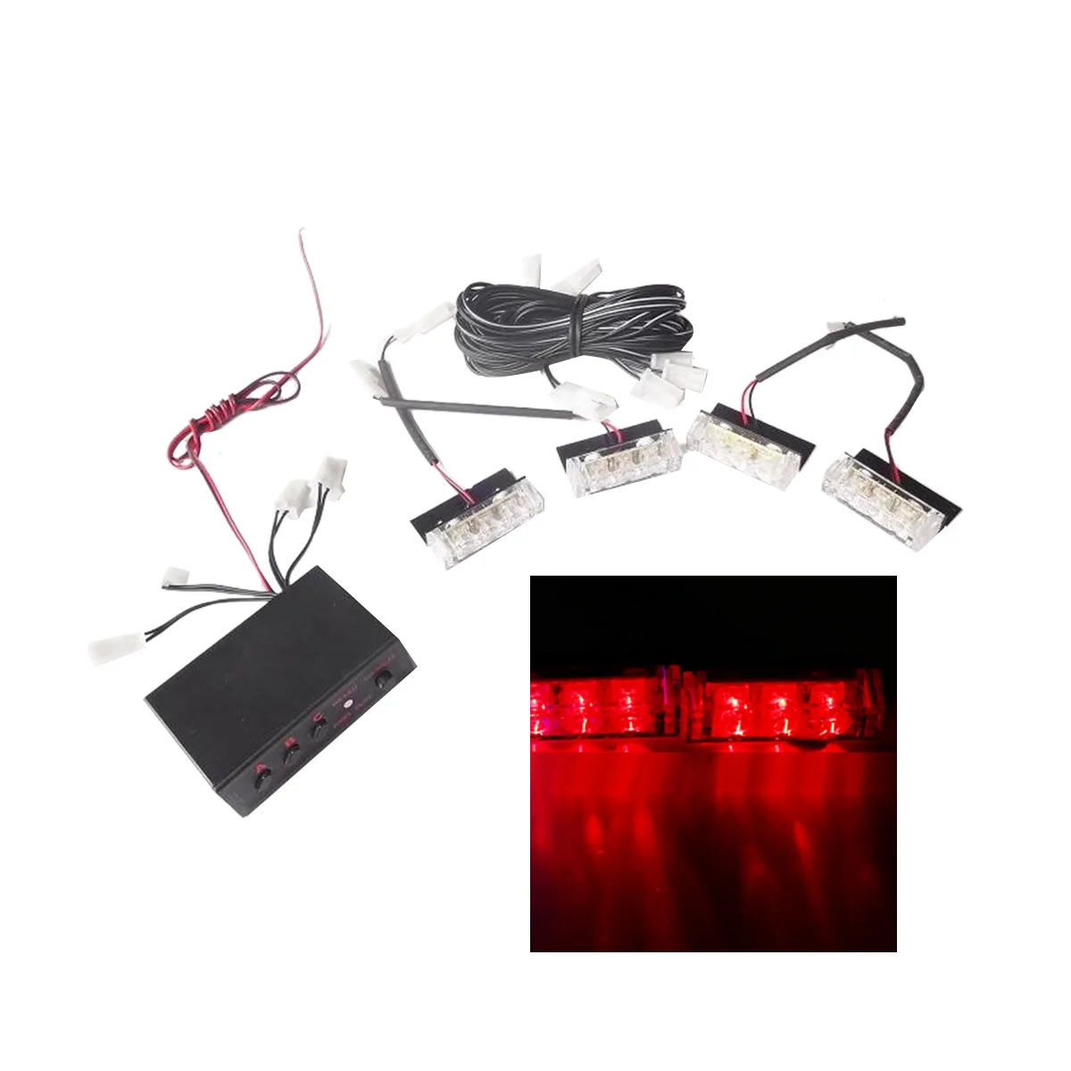 One Drag Four Strobe Lights Strobe Lights Signal Lights Car LED Lights General Car Supplies,Red