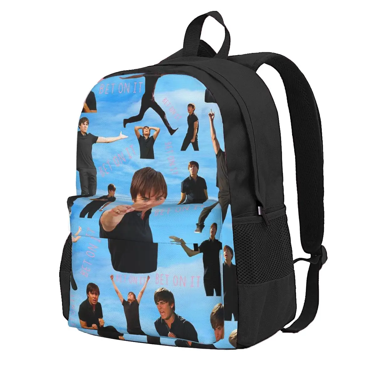 

Zac Efron Troy Bolton Bet On It High School Musical Student Backpack School Bagfor Men Women Fashion Bookbag Shoulder Bags