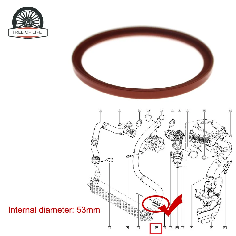  7701068601 8200981498 53MM Intercooler pipe gasket For Renault Laguna III Espace Latitude Fluence Talisman 1.5 1.6 2.0 DCI 200