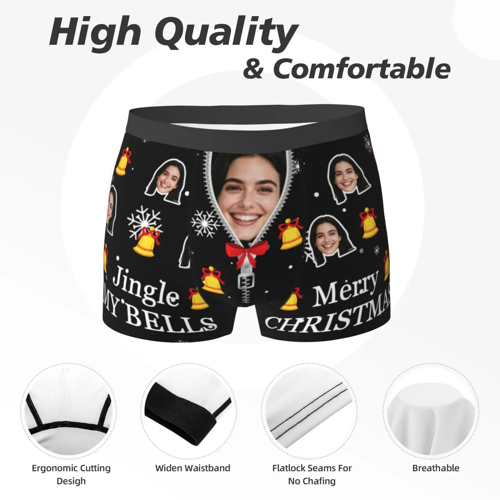 Personalized Face Photo Underwear Custom Boxer Briefs Custom Men Christmas Gift For Husband Anniversary Gift for Dad