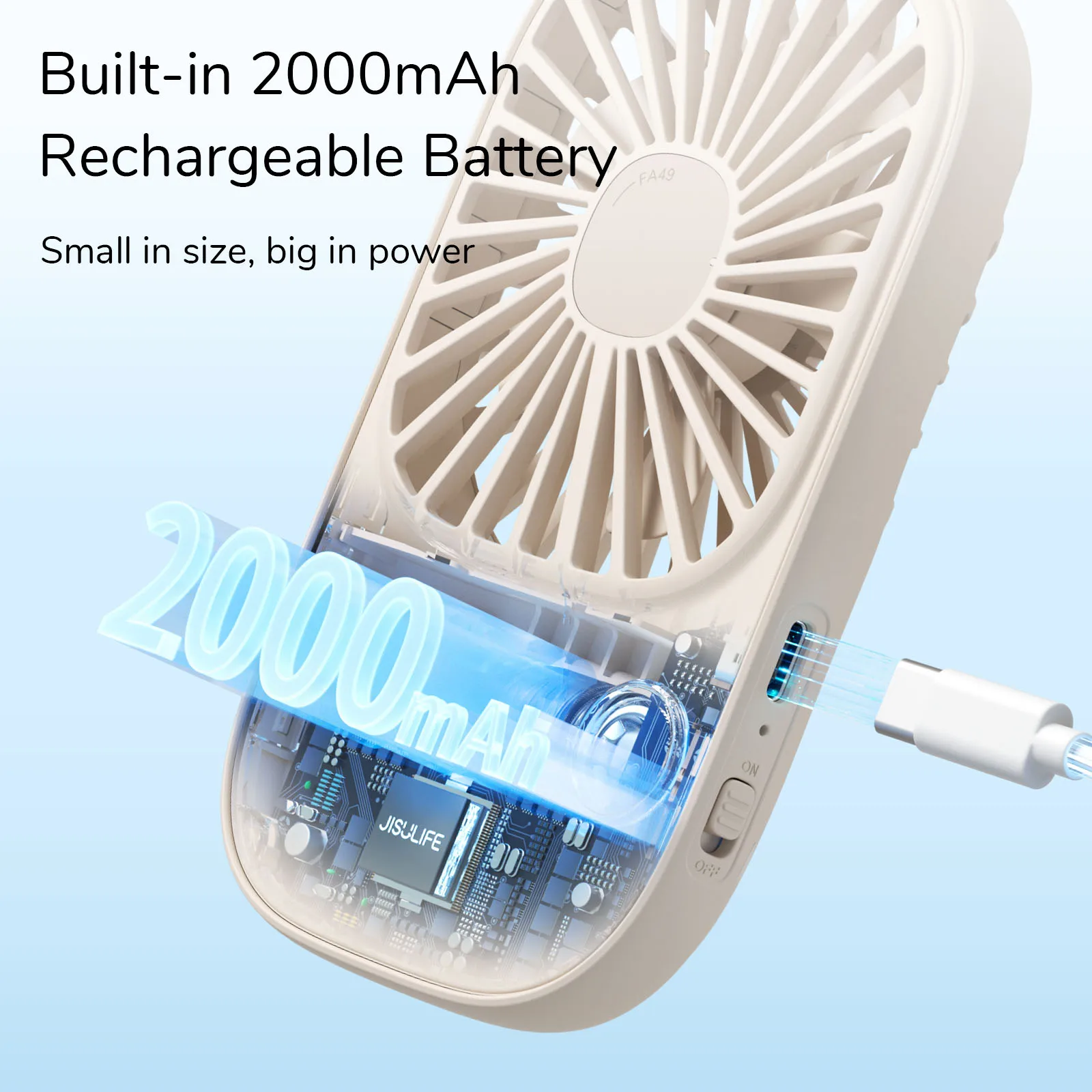 JISULIFE Mini ventilatore portatile Ventilatore portatile, Piccolo ventilatore da scrivania con staffa, Ventilatori per ciglia ricaricabili tramite USB, Ventilatore per trucco ciglia