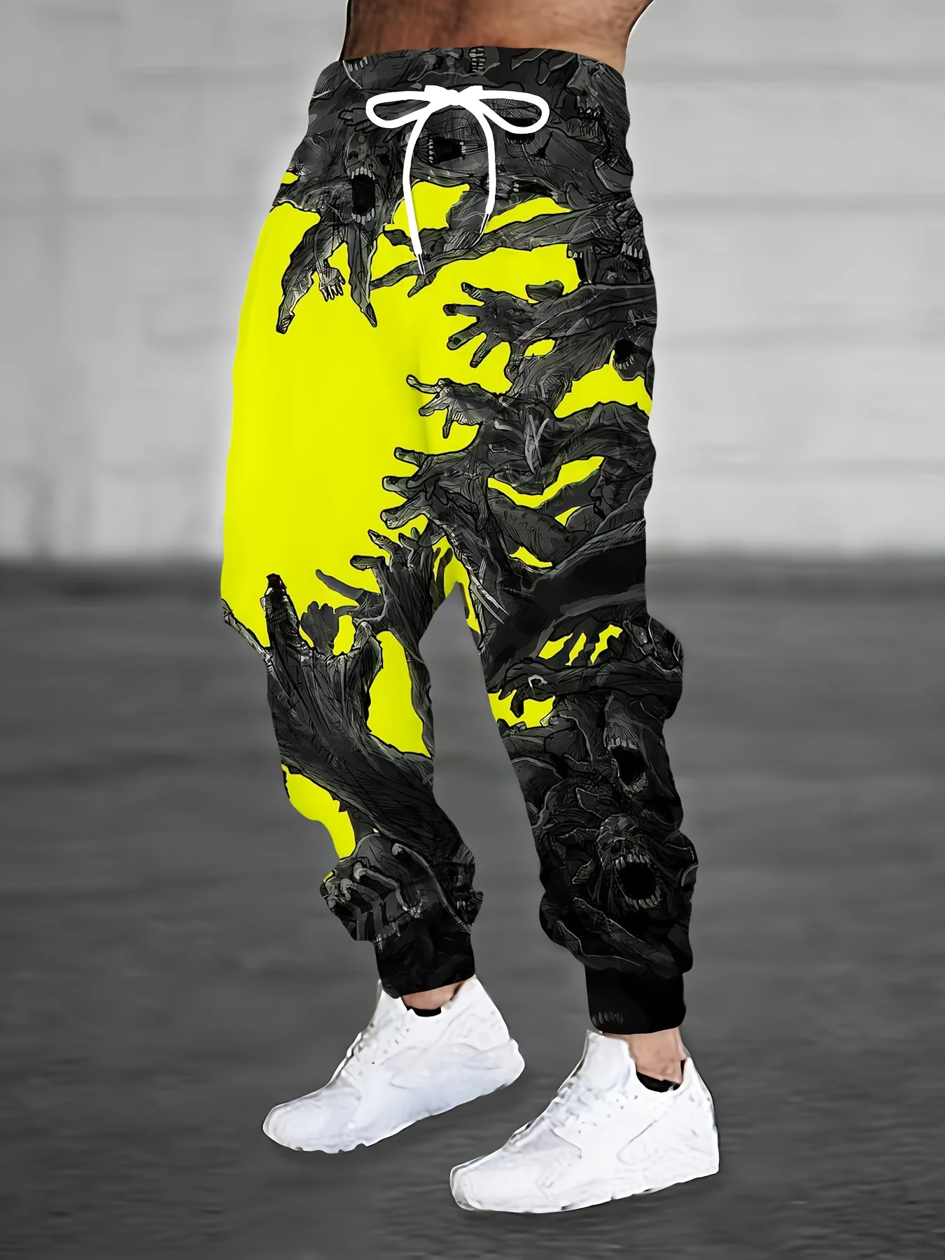 Neuheiten: Western-Skelett-Cowboy-Print Unisex-Jogginghose mit geradem Bein, Gothic-Streetwear-Sweatpants für entspannte Abendveranstaltungen. – Detail 14