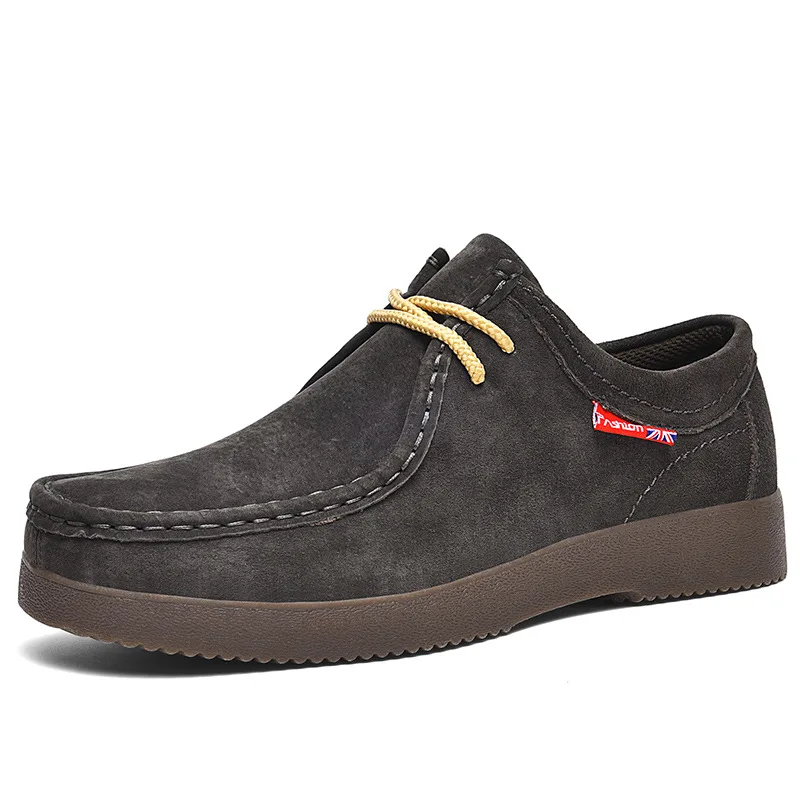 

High Quality Men Casual Shoes Suede Leather Work Shoes Platform British Business Party Dress Shoes Male Lace-up Flats Sneakers