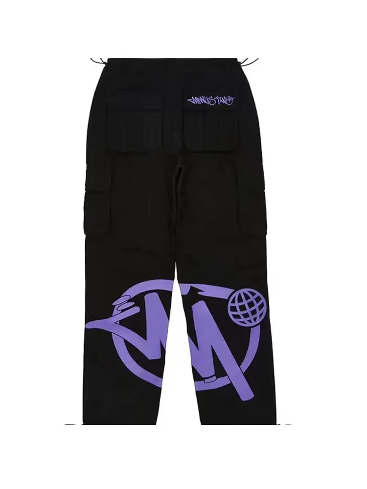 

High Street Printed Wide Leg Trousers Hip Hop Multi-color Pocket Sweatpants Streetwear Men Trend Casual Cargo Pants 2024