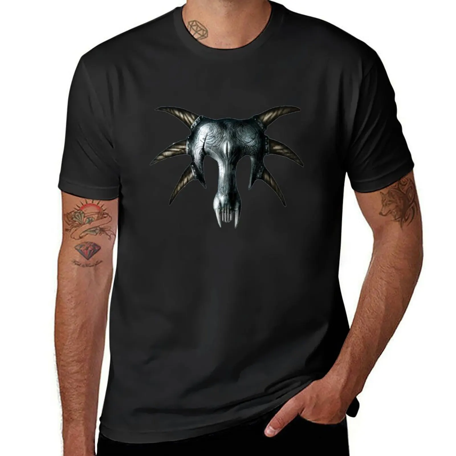 Camiseta gótica con estampado animal para hombre, camisa de gran tamaño, negra