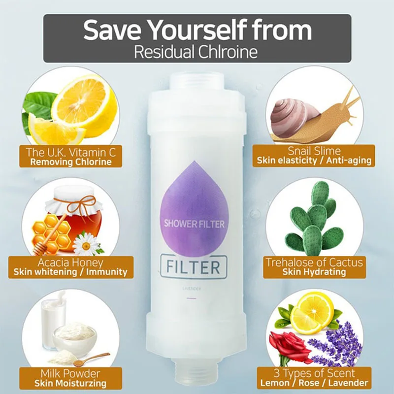 مرشح رأس الدش المعطر لينة تحسين الشعر/الجلد العطر إزالة الكلور منقي المياه الإناث هدية اكسسوارات الحمام