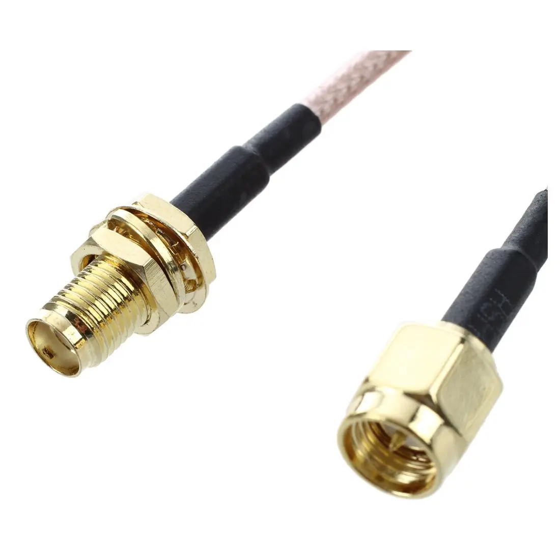 SMA femmina SMA maschio F / M adattatore per cavo di collegamento dell'antenna nero + oro