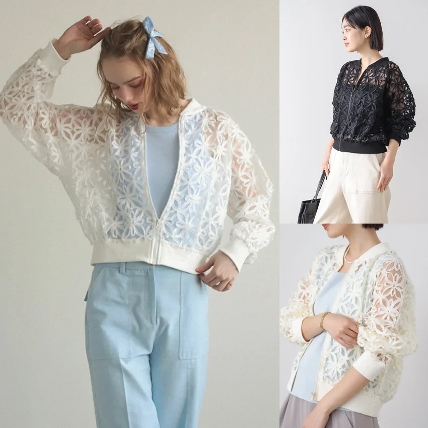 New Spring, Summer, Autumn Collection: High-Quality Sun-Protective Hollow-Out Embroidered Cardigan Versatile Cover-Up